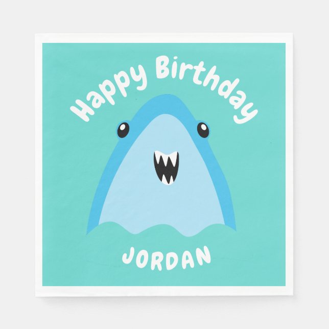 Fin-tastic Shark Birthday Party Kids Under The Sea Napkins (Front)