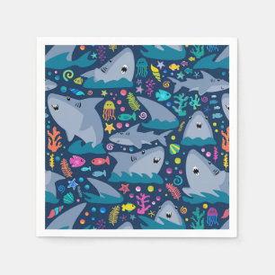 Fin-tastic Shark Birthday Party Kids Under The Sea Napkins