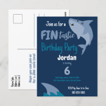 Fin-tastic Shark Birthday Party Kids Under The Sea Postcard