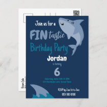 Fin-tastic Shark Birthday Party Kids Under The Sea Postcard