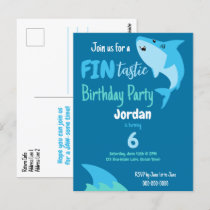 Fin-tastic Shark Birthday Party Kids Under The Sea Postcard