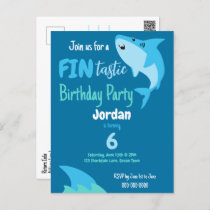 Fin-tastic Shark Birthday Party Kids Under The Sea Postcard