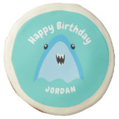 Fin-tastic Shark Birthday Party Kids Under The Sea Sugar Cookie (Front)