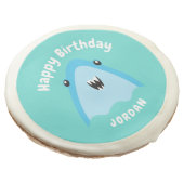 Fin-tastic Shark Birthday Party Kids Under The Sea Sugar Cookie (Angled)
