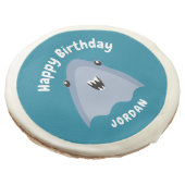 Fin-tastic Shark Birthday Party Kids Under The Sea Sugar Cookie (Angled)