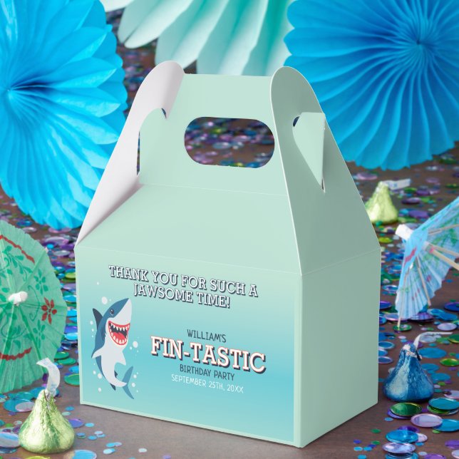 Fin-tastic Shark Jawsome Birthday  Favor Boxes (Party)
