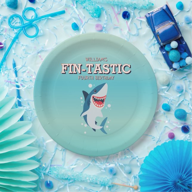 Fin-tastic Shark Ocean Birthday  Paper Plates (Party)
