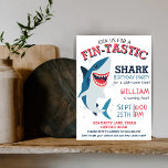 Fin-tastic Smiling Shark Kids Birthday  Invitation<br><div class="desc">Shark-themed birthday invitation featuring a cute shark design and playful "Fin-tastic" wording,  perfect for kids birthday parties. Customize it with your child's name,  age,  party details and more. Great for a 4th birthday or any ocean-inspired celebration.</div>
