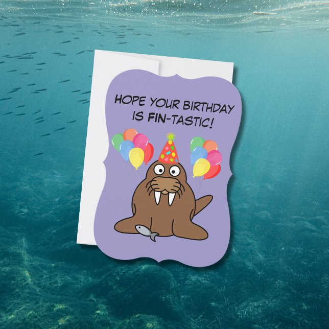 Fin-tastic Walrus with Balloons & fish birthday (Creator Uploaded)