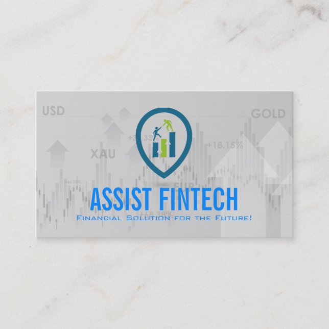 Fin Tech Document Logo | Finance Chart Business Card (Front)
