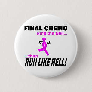 Final Chemo Run Like Hell - Breast Cancer Button
