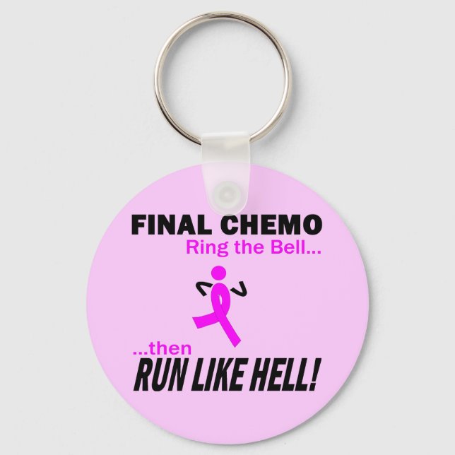 Final Chemo Run Like Hell - Breast Cancer Keychain (Front)