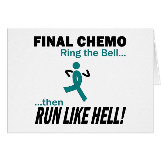 Final Chemo Run Like Hell - Ovarian Cancer Cards (Front Horizontal)