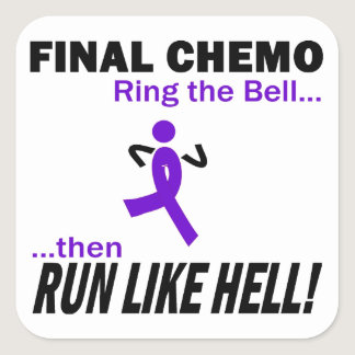 Final Chemo Run Like Hell - Violet Ribbon Square Sticker