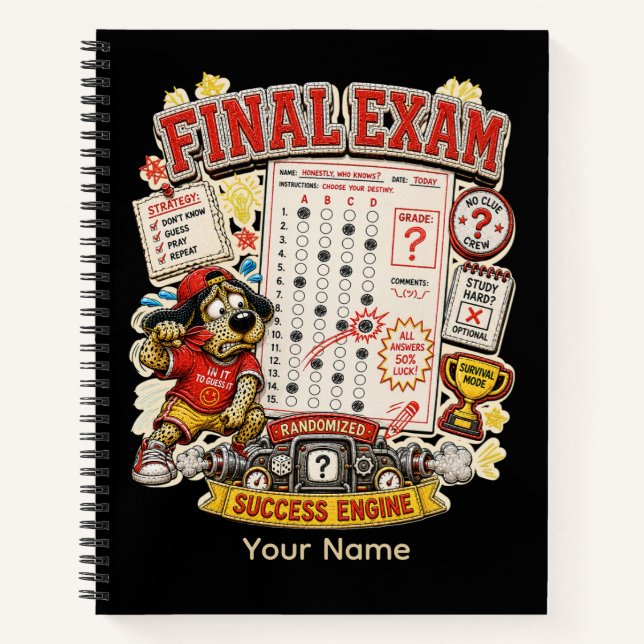 Final Exam Success Engine Personalized Funny  Notebook (Front)