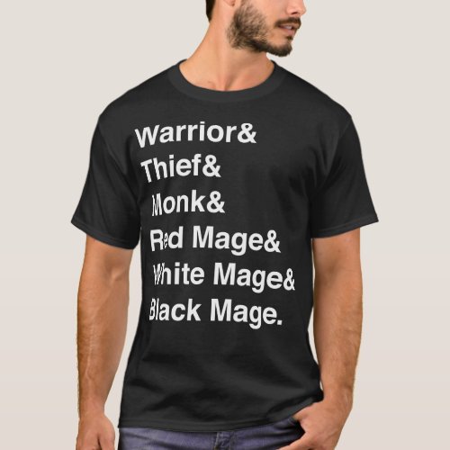 Final Fantasy Warriors Of Light List White Text T_Shirt