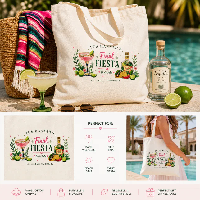 Final Fiesta Bachelorette Custom Tote Bag | Zazzle