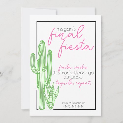 Final Fiesta Bachelorette Invitation  Personalize