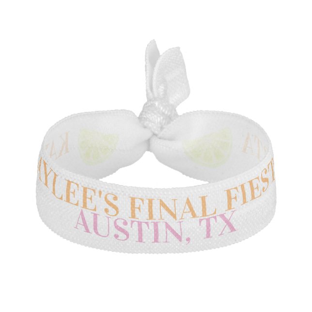Final Fiesta Bachelorette Party Custom Elastic Hai Hair Tie (Front)