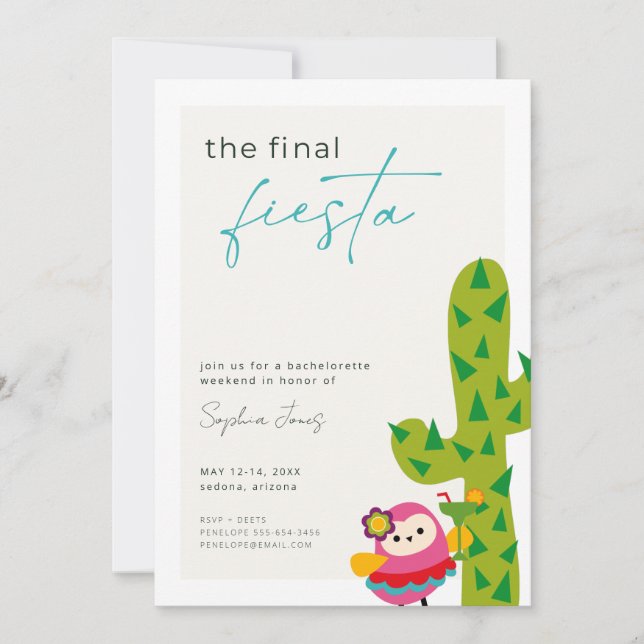 Final Fiesta Bachelorette Party Invitation (Front)