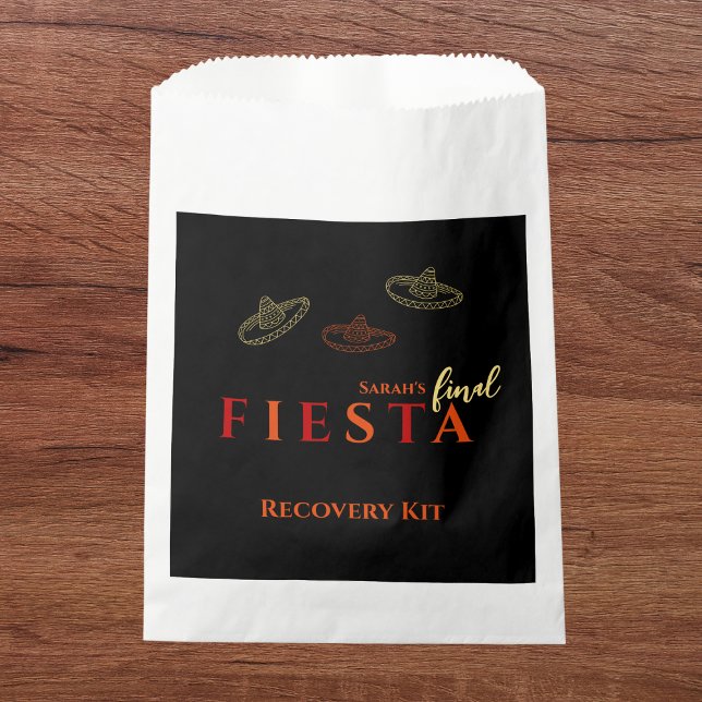 Final Fiesta Bachelorette Party Recovery Kit Favor Bag (Final fiesta bachelorette party recovery kit mexican party sombrero)