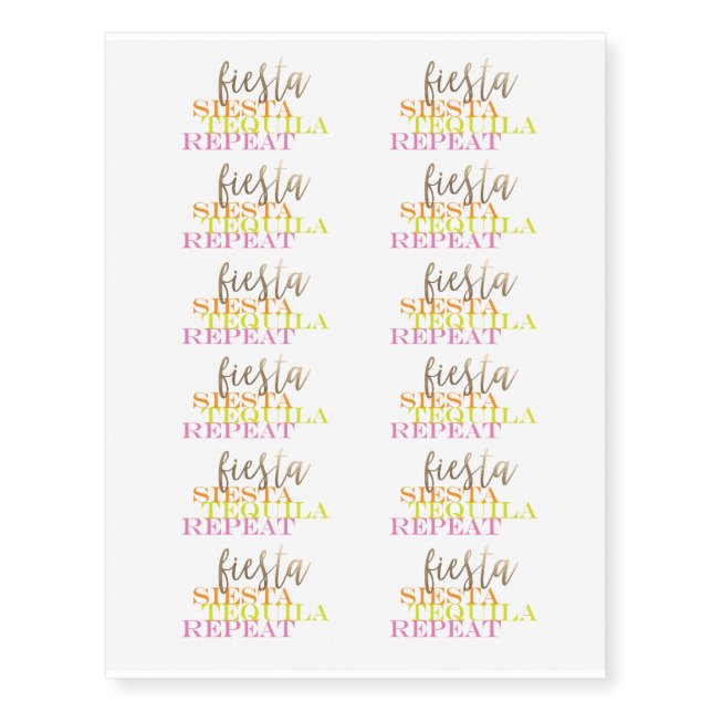 Final Fiesta Bachelorette Party Temporary Tattoos (Front)