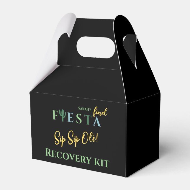 Final Fiesta Bachelorette Recovery Kit Favor Boxes (Front Side)