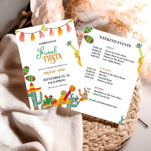 Final Fiesta Bachelorette Weekend & Itinerary Invitation (Creator Uploaded)