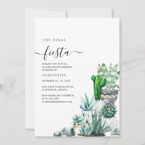 Final Fiesta Boho Scottsdale Bachelorette Party Invitation