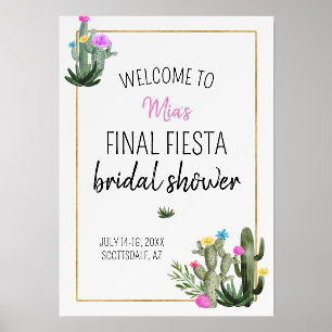 Final Fiesta Bridal Shower Tabletop Welcome Sign Holder