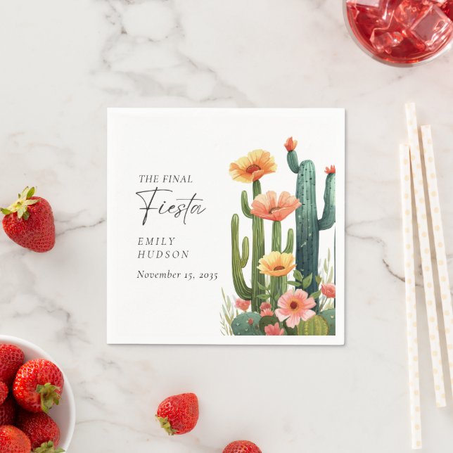 Final Fiesta Cactus Bachelorette Party Napkins (Insitu)