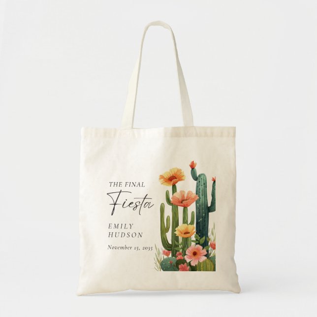 Final Fiesta Cactus Bachelorette Party Tote Bag (Front)