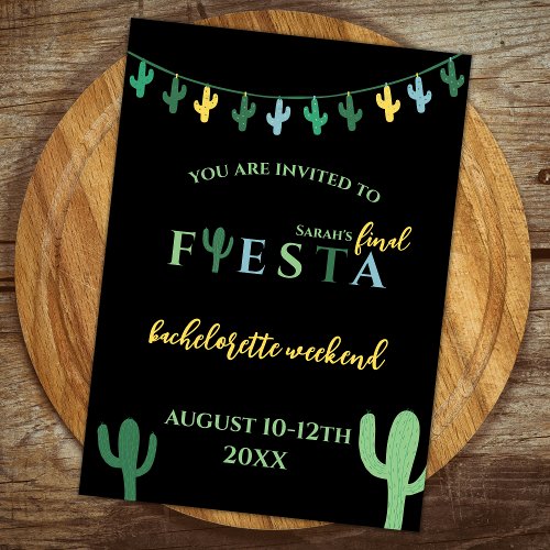 Final Fiesta Cactus Bachelorette Weekend Itinerary Invitation