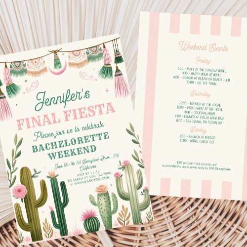Final Fiesta Cactus Colorful BridalBachelorette Invitation