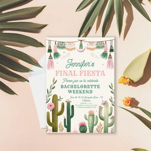 Final Fiesta Cactus Colorful BridalBachelorette Invitation