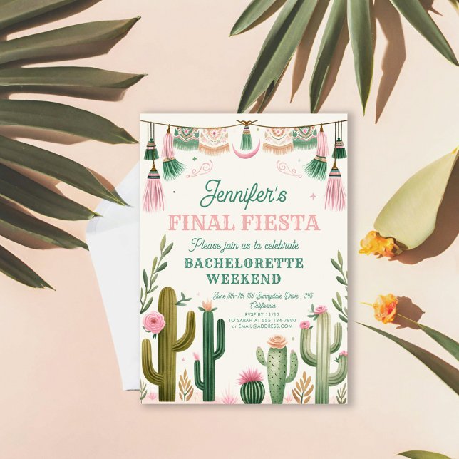 Final Fiesta Cactus Colorful Bridal/Bachelorette Invitation (Creator Uploaded)