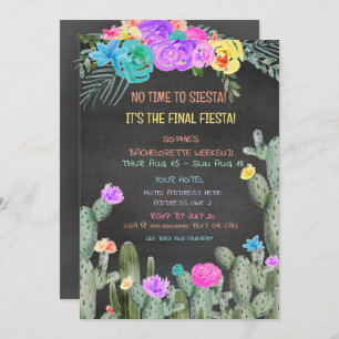 Final Fiesta Itinerary Bachelorette Party Invitation