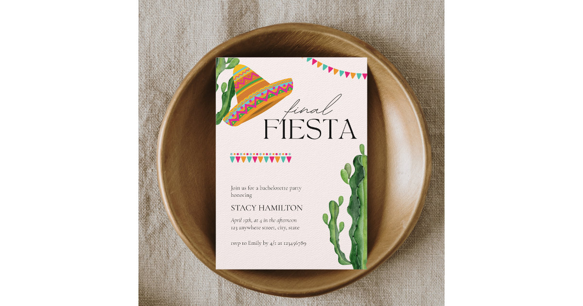 Final Fiesta Mexican Bachelorette Party Invitation | Zazzle