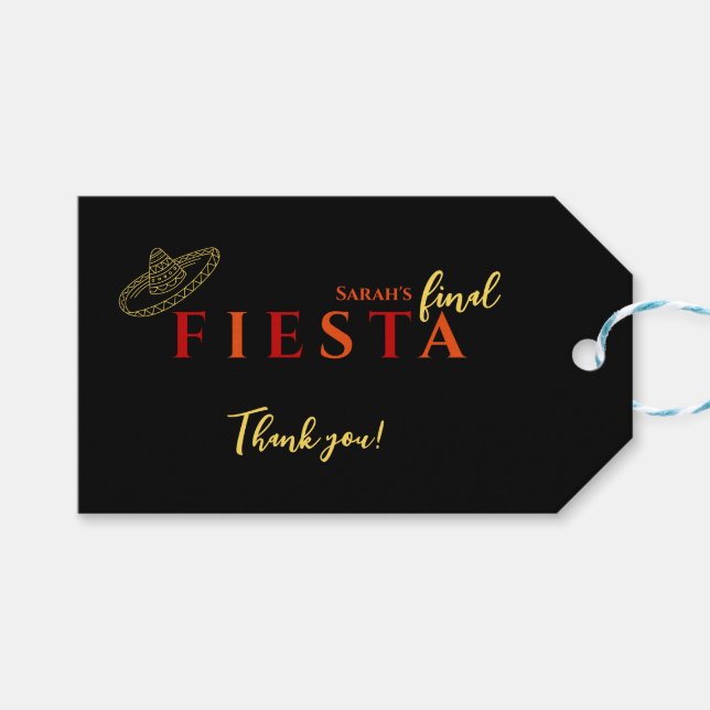 Final Fiesta Mexican Bachelorette Party Thank You Gift Tags (Front (Horizontal))