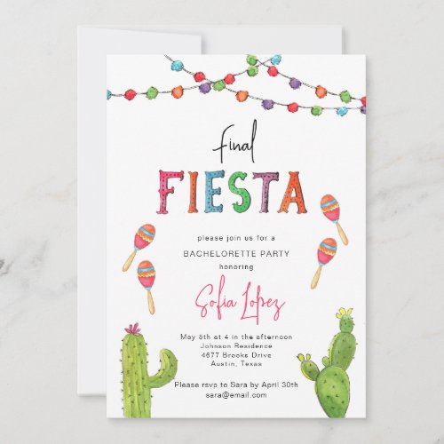 Final Fiesta Mexican Bachelorette weekend  Invitation