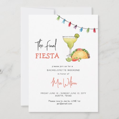 Final Fiesta Mexican Bachelorette weekend  Invitation