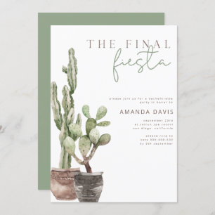 Final Fiesta, Mexican, Cactus Bachelorette Party I Invitation