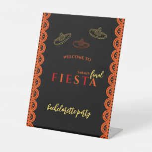 Final Fiesta Mexican Papel Picado Bachelorette Pedestal Sign