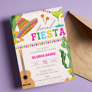 Final Fiesta Mexican Vibrant Bachelorette Party  Invitation