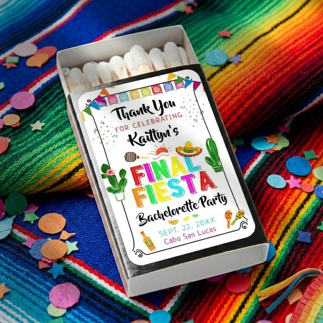 Final Fiesta Mexicana Bachelorette Party Favor Matchboxes (Creator Uploaded)