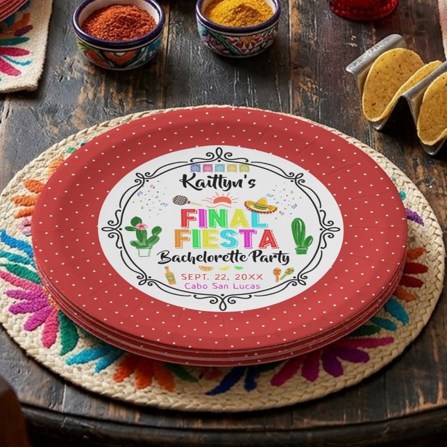 Final Fiesta Mexicana Bachelorette Party Paper Plates (Creator Uploaded)
