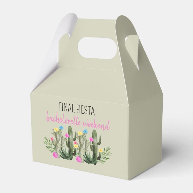 Final Fiesta Personalized Bachelorette Party Favor Boxes (Front Side)