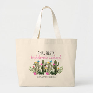 Final Fiesta Personalized Bachelorette Party Large Tote Bag