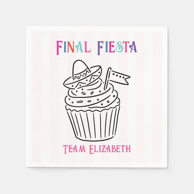 Final Fiesta Sombrero Cupcake Bachelorette Party Napkins (Front)