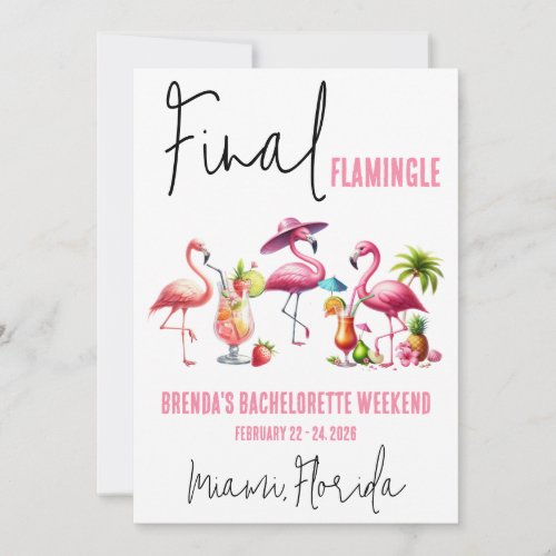 Final Flamingle Flamingo Bachelorette Weekend Invitation